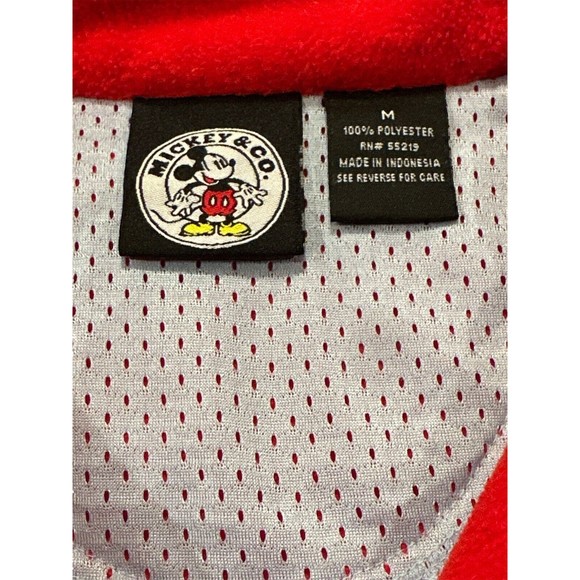 Disney Mickey Mouse Women’s Fleece Pullover Red 1/4 Zip Jacket Sz Med - Picture 5 of 6